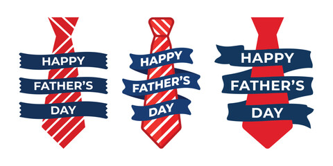 Fototapeta premium Happy father's day tie graphic set design with neckties and ribbons