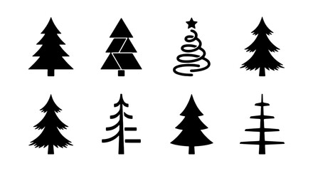 Obraz premium Christmas Tree Vector Icons, Festive Evergreen Pine, Holiday Season Decorations, Winter Celebration Graphics