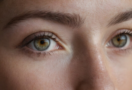 Woman's green hazel eyes macro detailed view