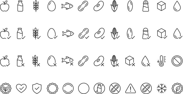 Set of various black icons on white background with background collection illustration elements