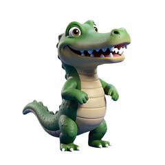 Fototapeta premium Cute Cartoon Alligator Standing Upright Smiling Vector Illustration Isolated on Transparent Background