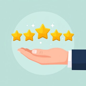 Five star rating hand icon vector.