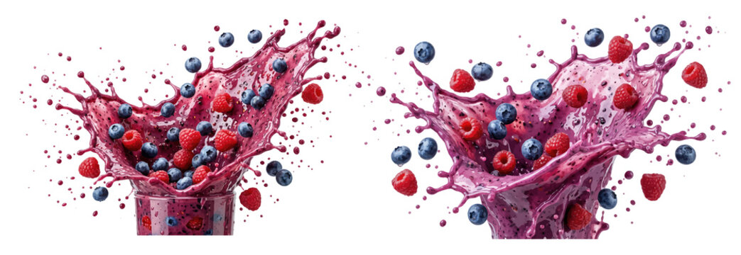 Vibrant Pink Paint Splatter Explosion on White Background with Water Droplets