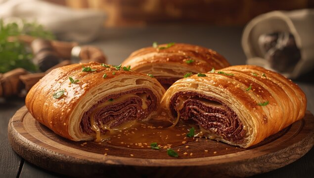 Borek with pastrami and melted cheddar.