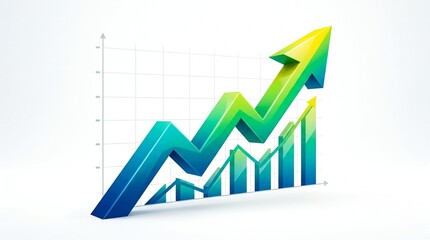Obraz premium Upward Growth Arrow Chart on White Background — Business Success Concept