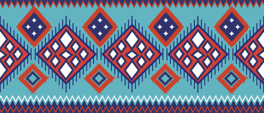 Traditional Ethnic Geometric Border Pattern with Cultural Fabric Motifs