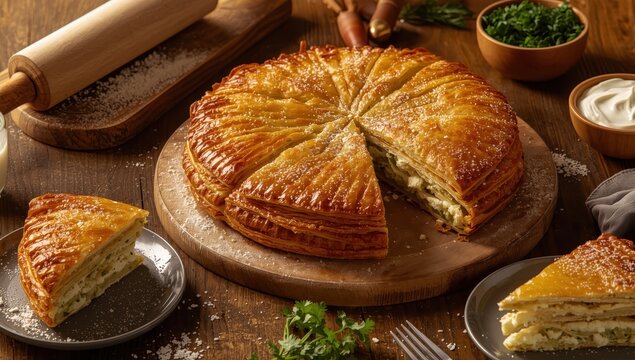 Classic feta cheese pastry pie.