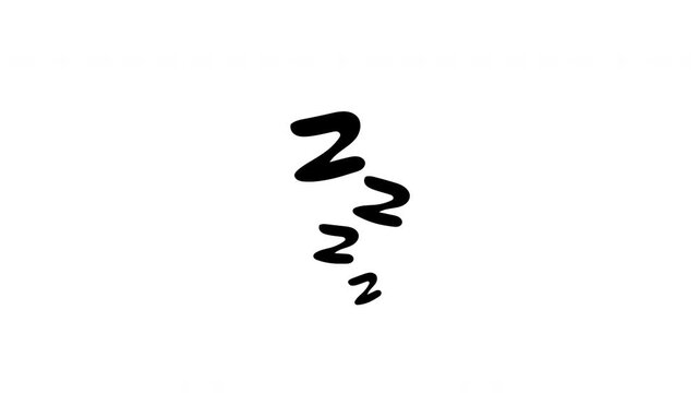 Cartoon Zzz sleep text animation on white background for comic snoring and dreaming concept