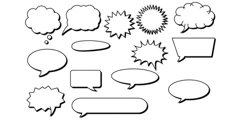 Fototapeta premium Blank speech bubbles and comic text box collection symbol vector illustration