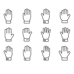 Fototapeta premium Raised hand outline icons showing open palms for voting symbol vector illustration