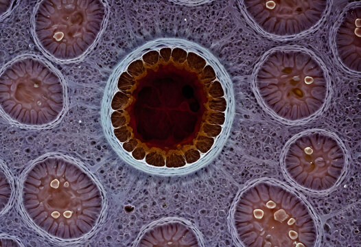Colon crypts with goblet cells scanning electron microscope