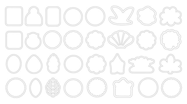 Cookie cutter silhouettes on a white background a collection of baking shapes cutters kitchen tools pastry molds dough silhouette isolated vector