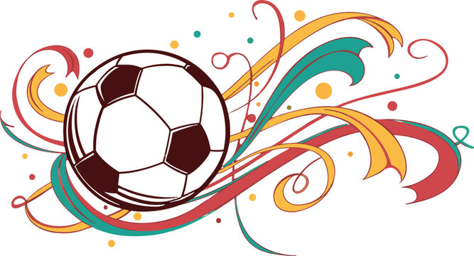 Stylish world football logo with colorful soccer ball and energetic motion graphics.