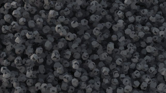 Dense arrangement of polygonal objects dark gray 3d rendering faceted shapes geometric forms polyhedron low poly render digital art computer graphics abstract