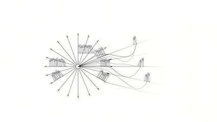 Fototapeta premium Minimal line of a centrifugal radial book arrangement isolated on a transparent background