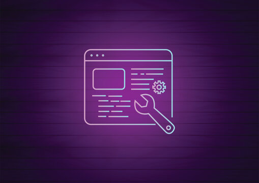 Web Development Neon Icon Vector Illustration for Modern Coding and Website Design