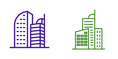 Naklejka premium Modern City Buildings Icon Set, isolated on transparent background
