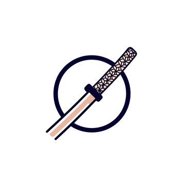 Stylized sword icon vector illustration of weaponry for design elements