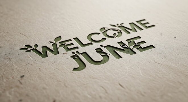 Welcome June text on paper background
