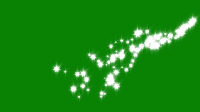 Magic dust, pixie dust path, christmas stars isolated on green screen, glitter stars background overlay, luxury white glitter sparkles line trail, magic sparkles glitter line stars, 4k loop.
