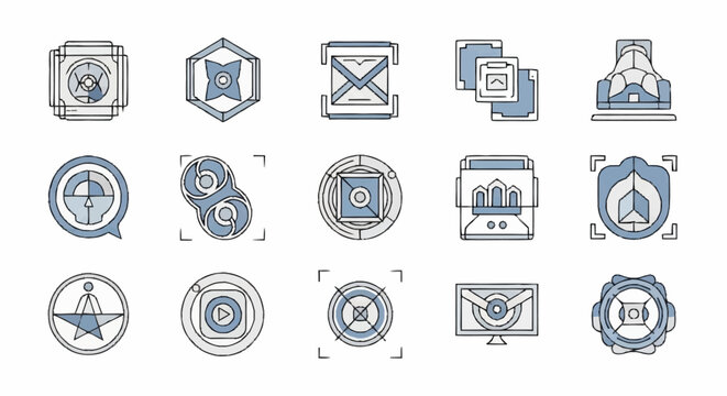 Collection of various security icons.