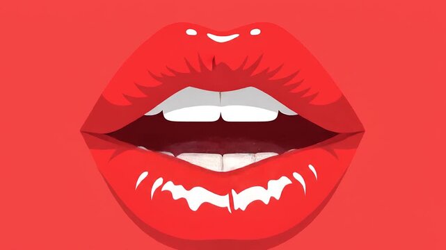 Animated Red Lips Smiling and Talking Loop Motion Graphic