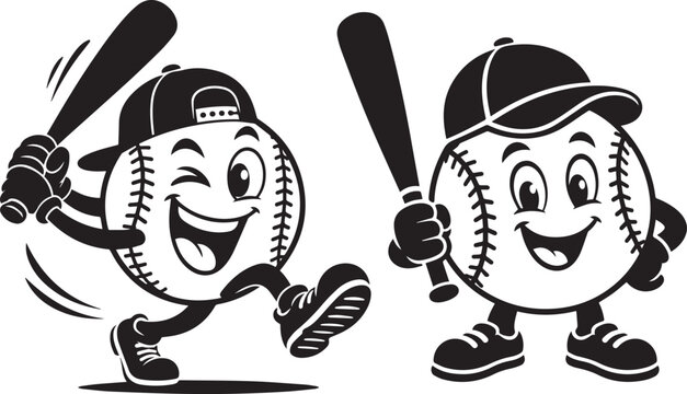 Baseball Funny silhouette bundle vector.
