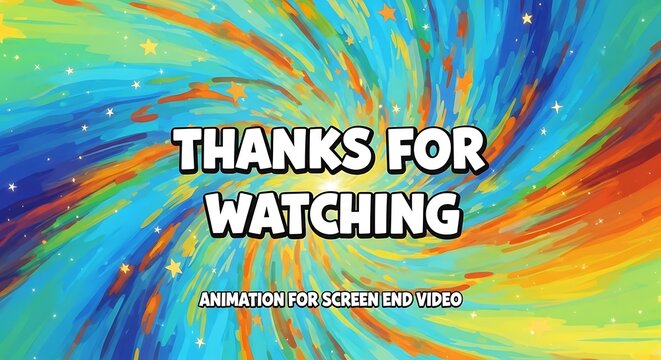 Colorful Animated Thanks for Watching Screen End Video.