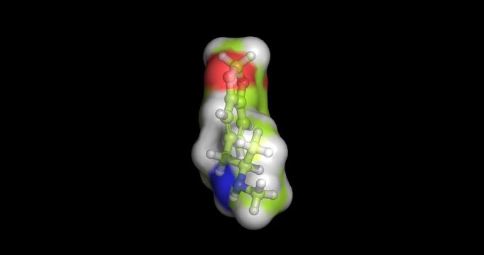 Midomafetamine, MDMA / Ecstasy entactogen and substituted amphetamine compound, 3D molecule spinning, 4K
