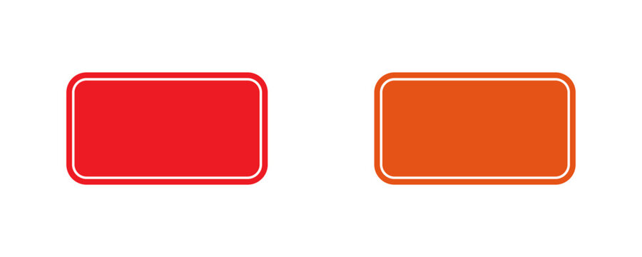 Two rounded rectangle buttons in red and orange with white border isolated on white background