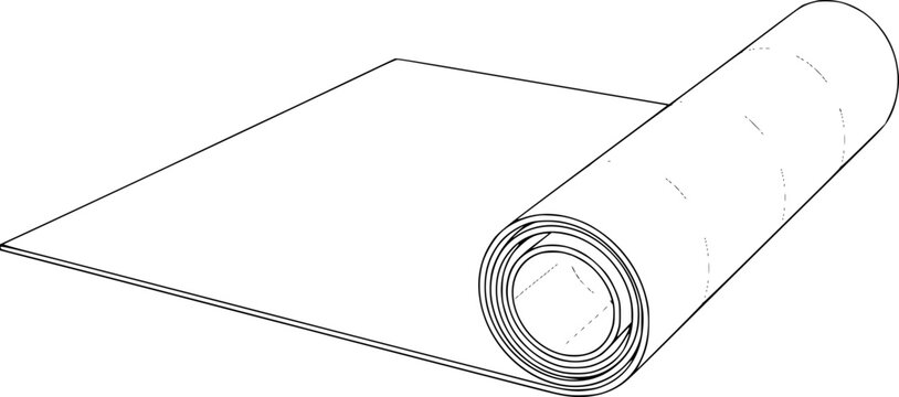 Rolled out sheet of with visible layers and dashed lines, clean line paper fabric