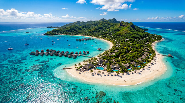 Vista a&eacute;rea espectacular de una isla tropical perfecta para vacaciones de verano.