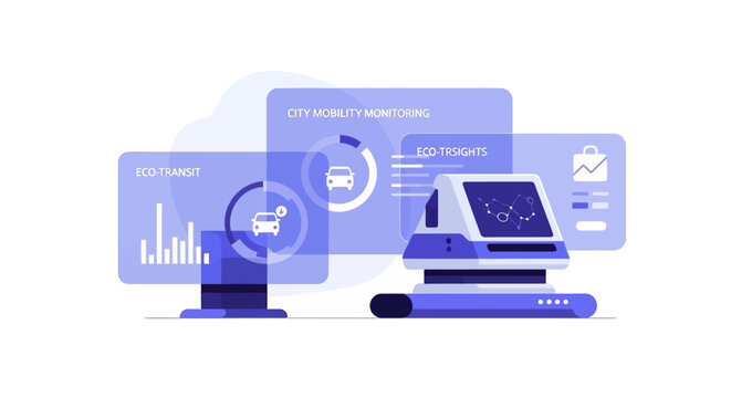 Smart City Mobility Monitoring Dashboard and Eco-Transit Analytics Illustration