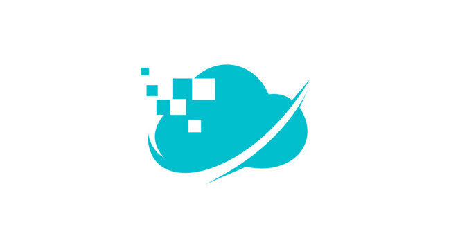 Abstract digital cloud technology logo icon design