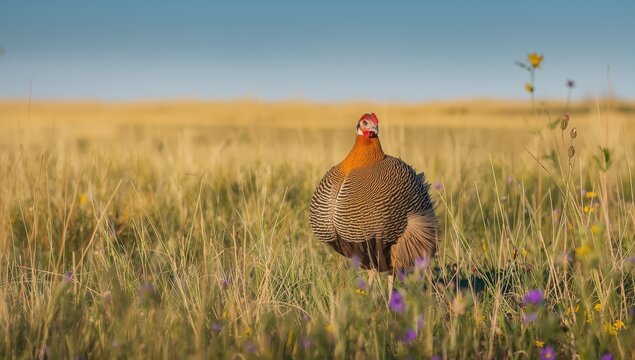Greater Prairie-Chicken displaying abilities at the lek.