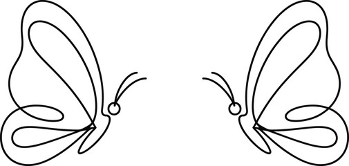 Two butterflies side-by-side continuous line art with butterfly minimalist illustration delicate © MdMujahidFakir