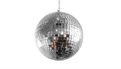 Fototapeta premium Isolated silver disco ball on white background.
