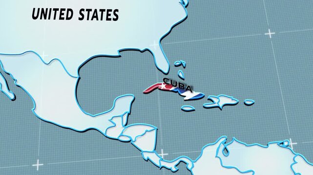 A stylized political map of the Caribbean and Central America, centered on Cuba, CUBA MAP, CUBA FLAG,
