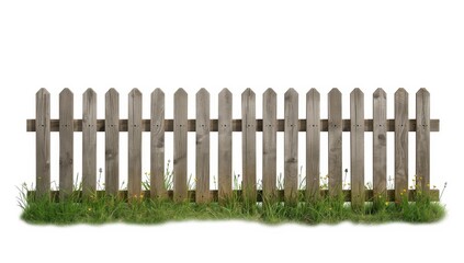 Fototapeta premium Isolated wooden fence on white background. Boundary structure.