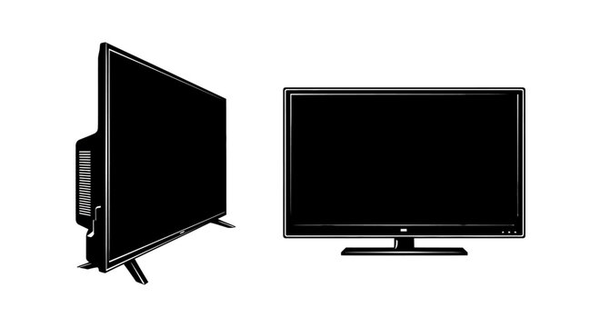 Flat screen television silhouettes on a white background