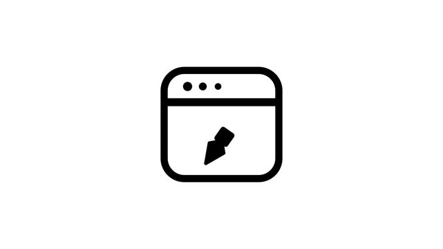 Minimal line icon depicting browser window with bookmark symbol animation isolated on white background