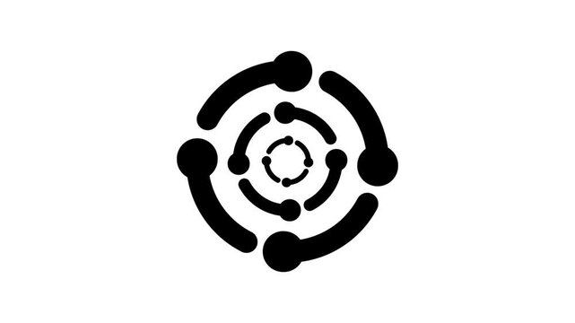Minimal circular orbit icon with multiple dots animation isolated on white background