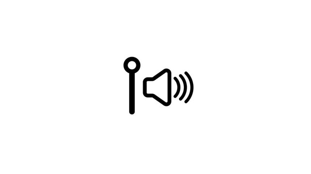 Minimalist speaker icon displaying representing audio adjustment animation isolated on white background