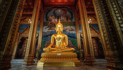 Obraz premium Reclining Buddha at Wat Pho, Bangkok, Thailand