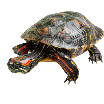 Vibrant Colorful Turtle with Transparent Background for Design Use