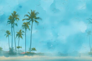 Obraz premium Fluid blue alcohol ink background with palm tree groups 