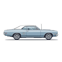 Fototapeta premium Classic Pale Blue Coupe Car Illustration on White