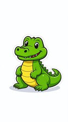 Fototapeta premium Smiling Cartoon Green Crocodile Character.
