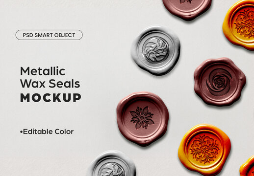 Metallic Wax Seals Mockup