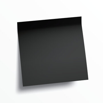 Realistic blank black post it sticky note template vector illustration.